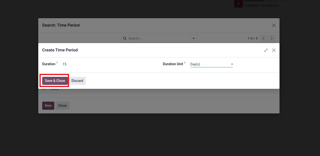 mss, ravi garg, odoo erp, B2B Sales Benchmark Tracking, time period creation