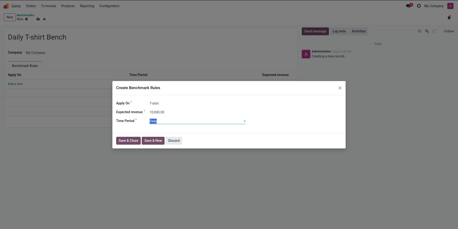 mss, ravi garg, odoo erp, B2B Sales Benchmark Tracking, benchmark rule creation