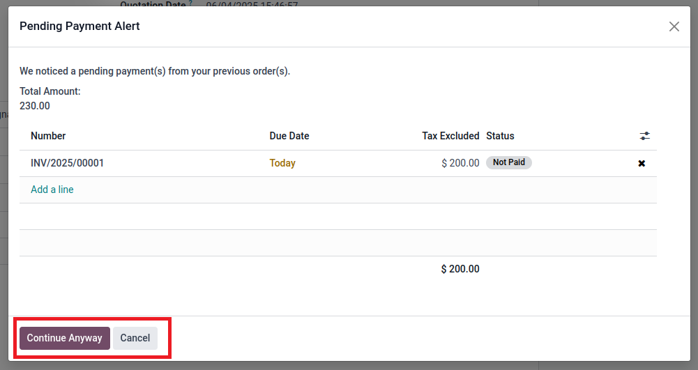 mss, ravi garg, odoo erp, Overdue Payment, Overdue pop-up