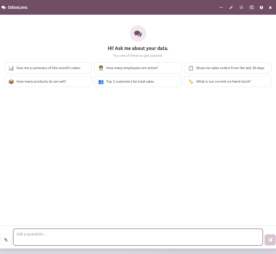 OdooLens — open the chat inside Odoo (placeholder screenshot)